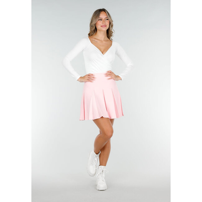 Weißes drapiertes Top mit Revers und Stretch