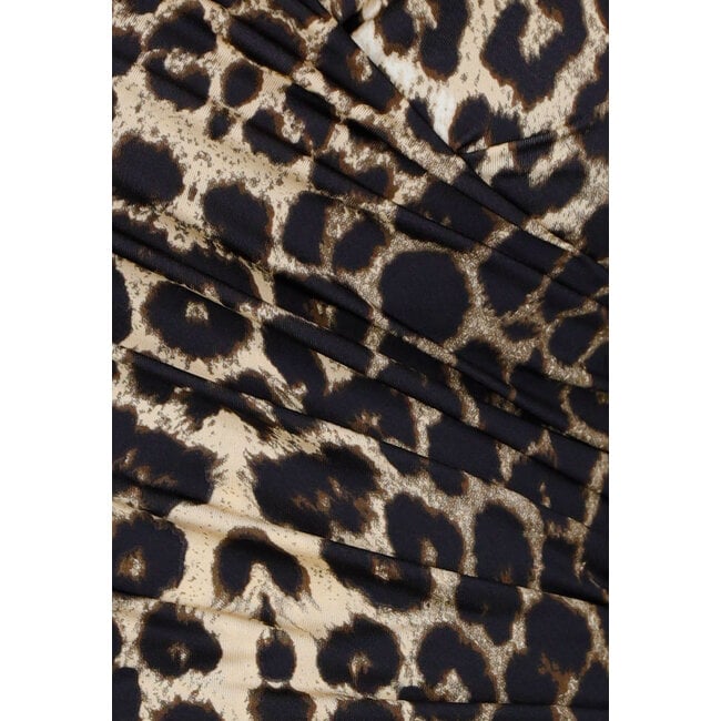 Panther Print Stretch-Top mit Rüschen und überlappendem Ausschnitt