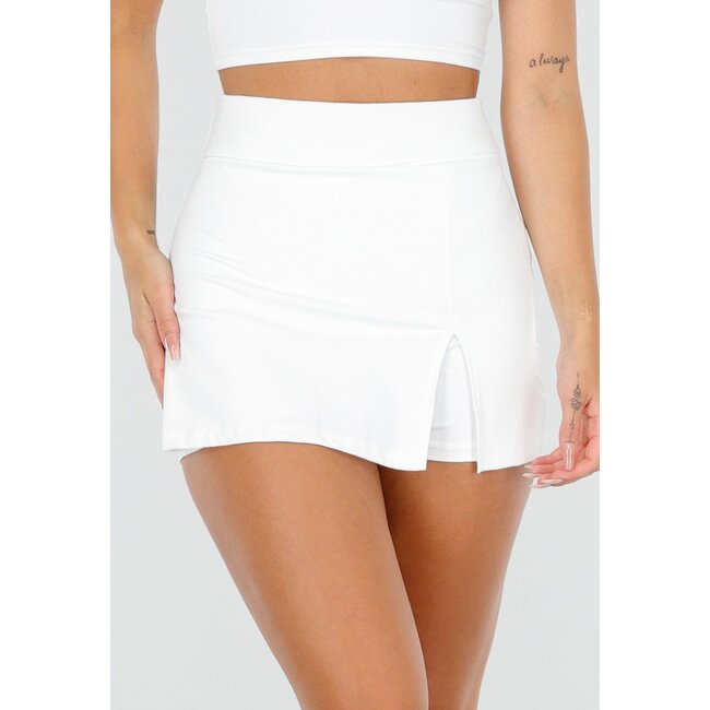Weißer Skort mit Schlitz und Stretch