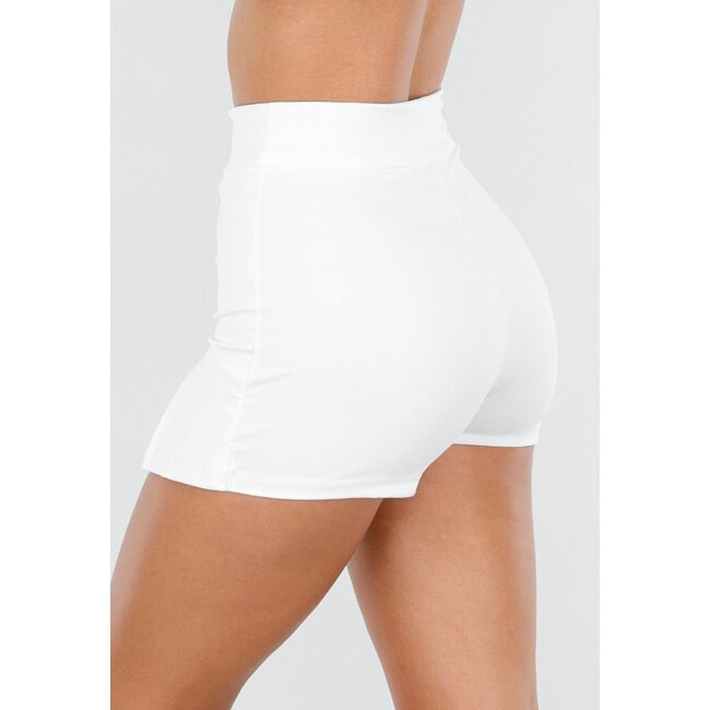 Weißer Skort mit Schlitz und hoher Taille aus Stretchmaterial