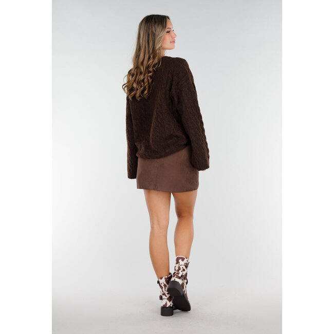 Cowprint Stiefeletten mit Flechtband und Blockabsatz