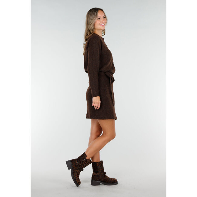 Brauner Strickwickelrock mit Schleifendetail