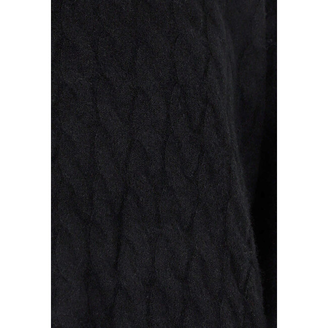 Schwarzer Strickpullover mit langen Ärmeln und Rundhalsausschnitt