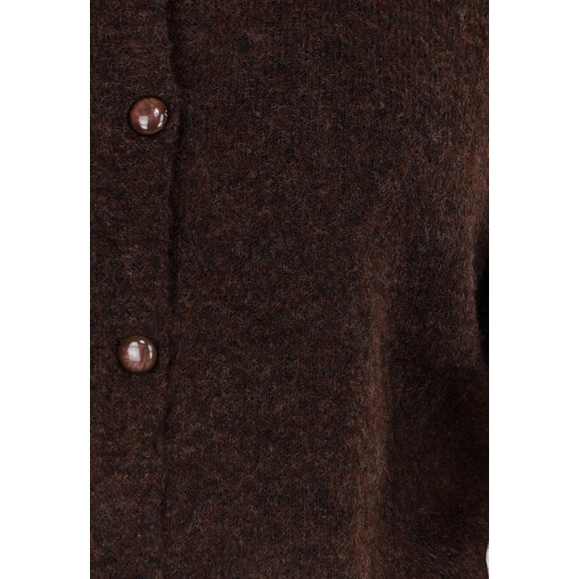 Braune Strickjacke mit langen Ärmeln und Knopfverschluss