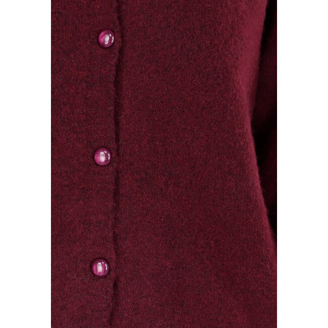 Bordeauxrote Strickjacke mit langen Ärmeln und Knöpfen