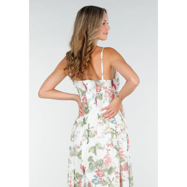Langes Maxikleid mit Blumenmuster und Spaghetti-Trägern