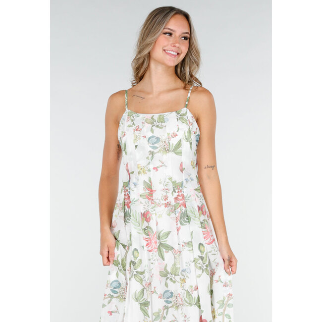 Langes Maxikleid mit Blumenmuster und Spaghetti-Trägern