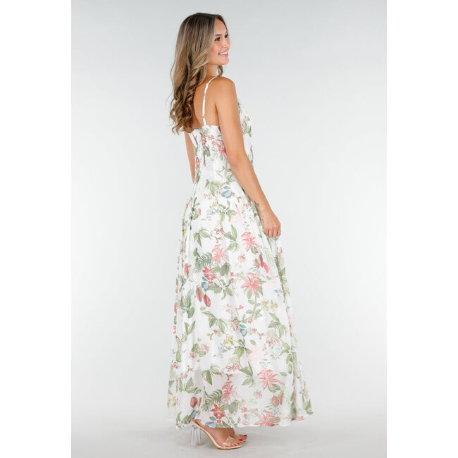 Langes Maxikleid mit Blumenmuster und Spaghetti-Trägern