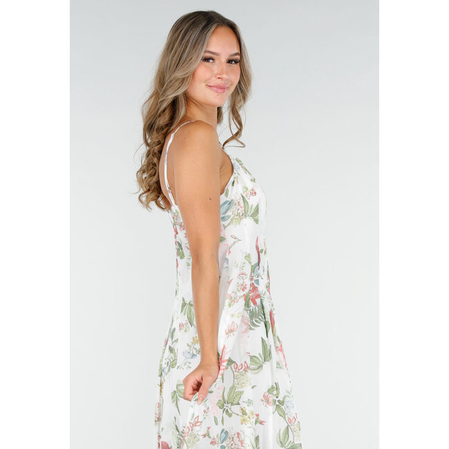 Langes Maxikleid mit Blumenmuster und Spaghetti-Trägern