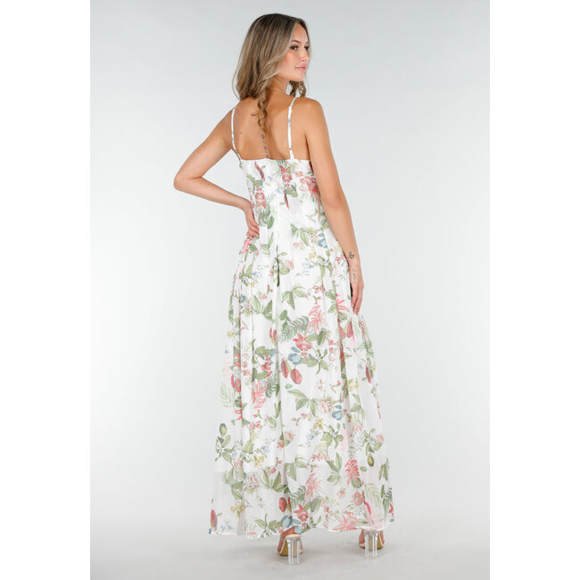 Langes Maxikleid mit Blumenmuster und Spaghetti-Trägern