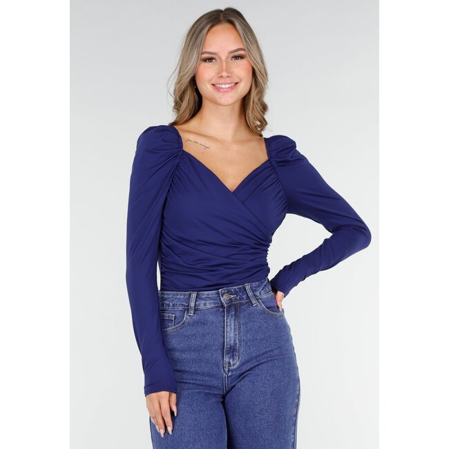 Navy Wickeloberteil aus Stretchstoff