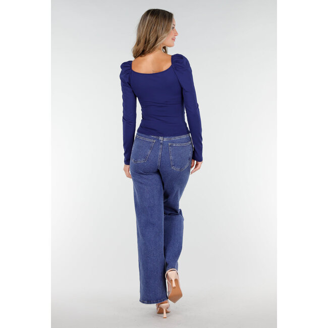 Navy Wickeloberteil aus Stretchstoff