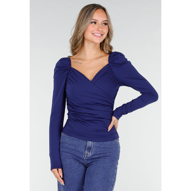 Navy Wickeloberteil aus Stretchstoff