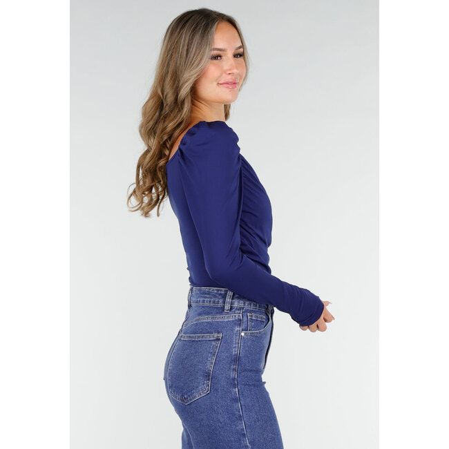 Navy Wickeloberteil aus Stretchstoff