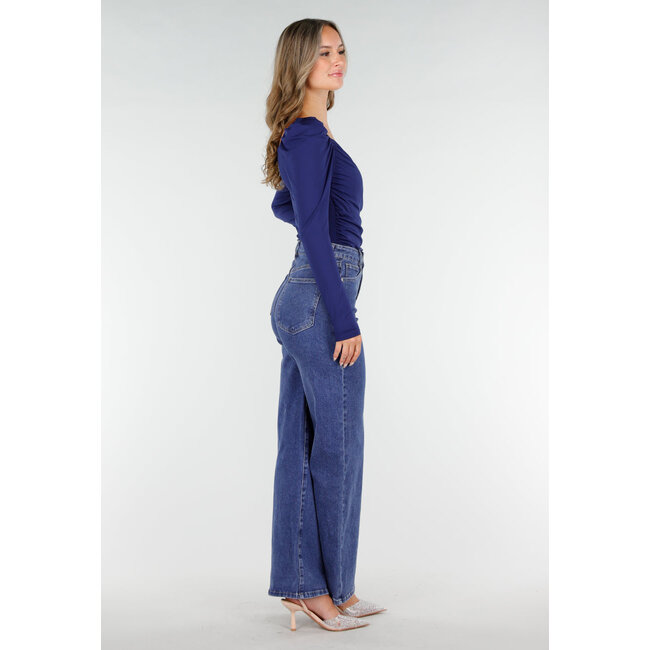 Navy Wickeloberteil aus Stretchstoff