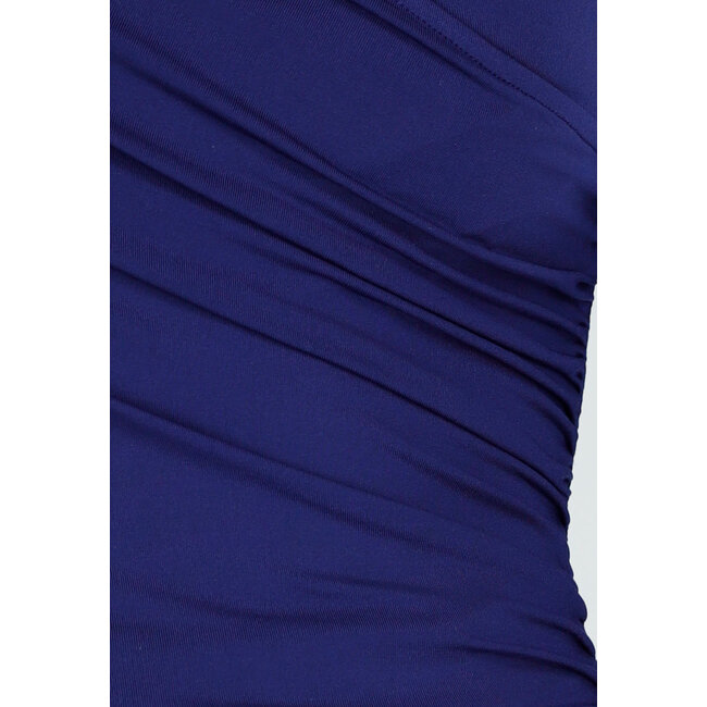 Navy Stretch-Oberteil mit Rüschen und Wickelausschnitt
