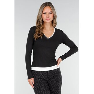Schwarzes Longsleeve mit V-Ausschnitt