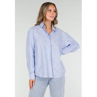 Gestreifte Bluse mit Strass