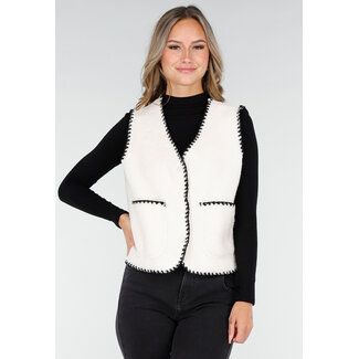 Weißes Teddy-Gilet