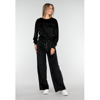 Schwarzes Velours-Stretch-Homewear-Set