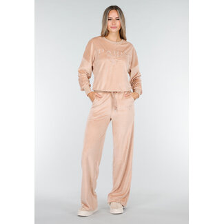 Rosa Velours Stretch Jogginganzug
