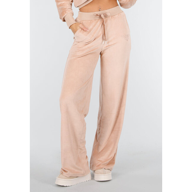 Rosa Velours-Jogginganzug mit langen Ärmeln und weiten Hosen