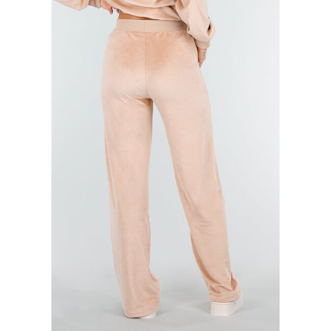 Rosa Velours-Jogginganzug mit langen Ärmeln und weiten Hosen