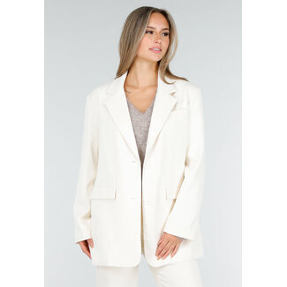 Crèmefarbener Oversized-Blazer