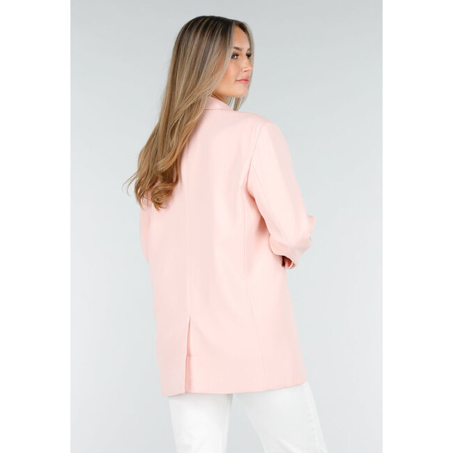 Hellrosa Oversized-Blazer mit Knopfverschluss und Reverskragen