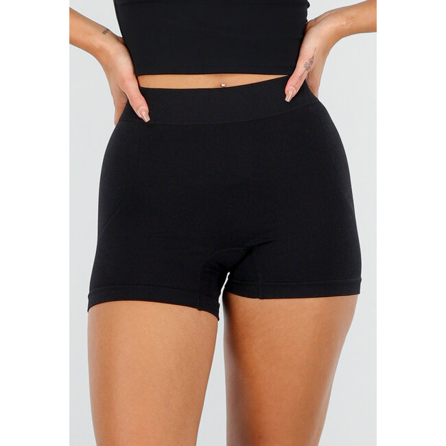 Schwarze Shapewear-Shorts mit hoher Taille und Stretch