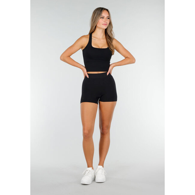 Schwarze Shapewear-Shorts mit hoher Taille und Stretch