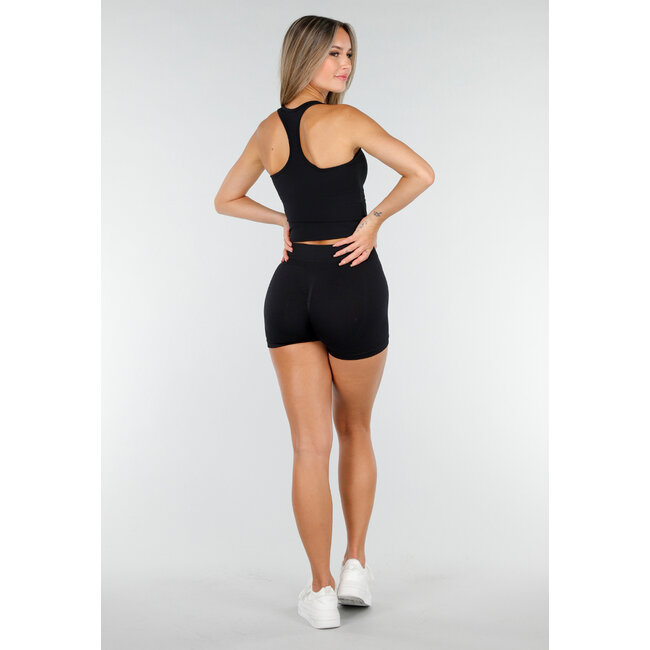 Schwarze Shapewear-Shorts mit hoher Taille und Stretch