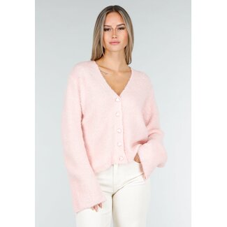 Light pink cardigan with heart buttons