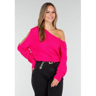 Fuchsia Off Shoulder Stretch Pullover