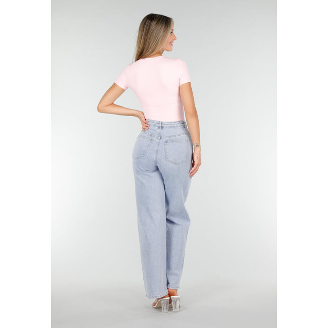 Rosa Bodysuit mit kurzen Ärmeln und String-Rückseite