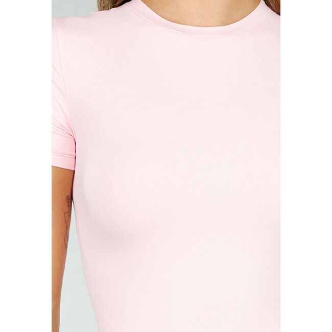 Rosa Bodysuit mit kurzen Ärmeln und String-Rückseite
