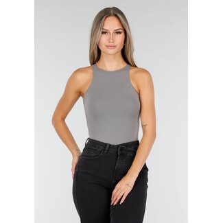 Grauer Stretch-Bodysuit