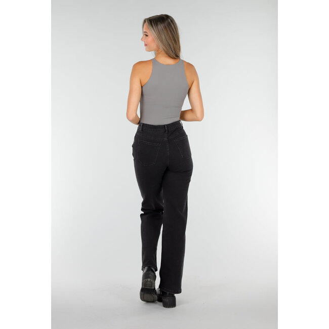 Grauer Stretch-Bodysuit mit hohem Halsausschnitt und String-Rückseite