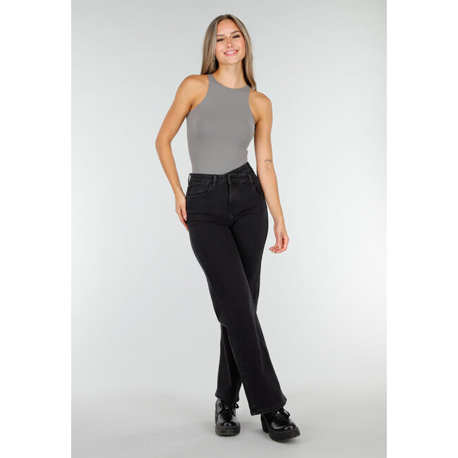 Grauer Stretch-Bodysuit mit hohem Halsausschnitt und String-Rückseite