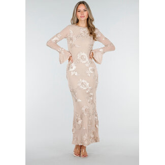 Langes Stretchkleid mit Blumenmuster