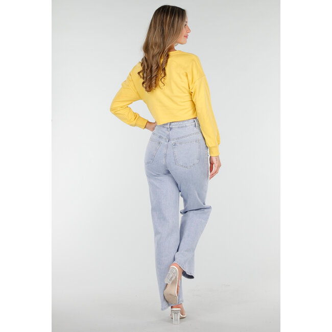 Gelbes Crop-Top mit langen Ärmeln