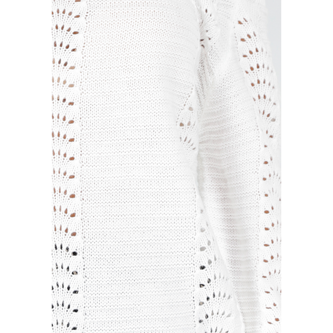 Weißer Strickpullover mit Cut-Out und schulterfreiem Ausschnitt