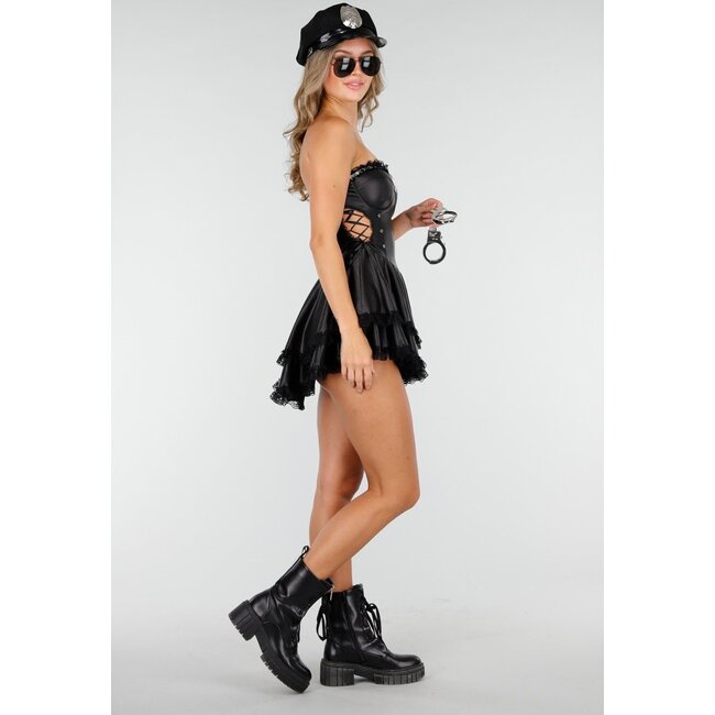 Schwarzes Polizeikostüm-Kleid mit Push-Up