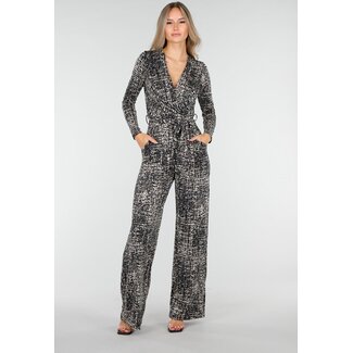 Jumpsuit Schwarz Beige Print
