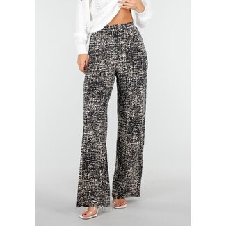 Weite Hose mit Print Schwarz