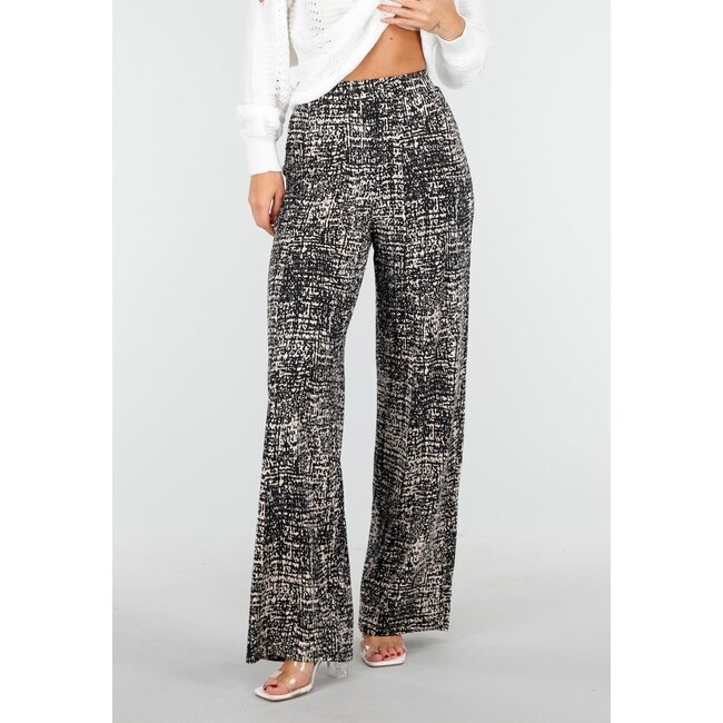 Weite Hose mit Print Schwarz