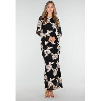 Langes Stretchkleid mit Blumenmuster