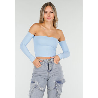 Blaues Off-Shoulder-Top