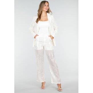 Weißes See-Through-Pailletten-Set