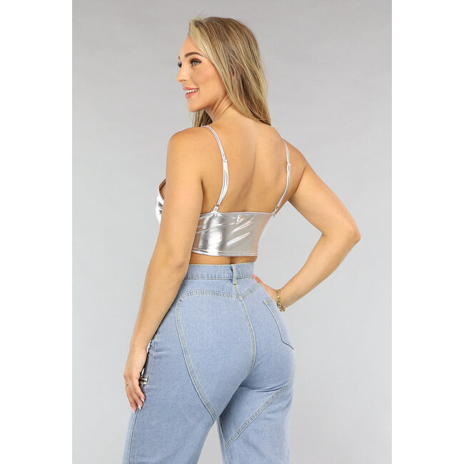 Silbernes Metallic-Dreiecks-Top